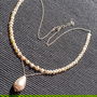 Colier argint perle naturale de cultura baroc mini perla seashell picatura lant argint minimalist boho chic trendy - Transport gratuit