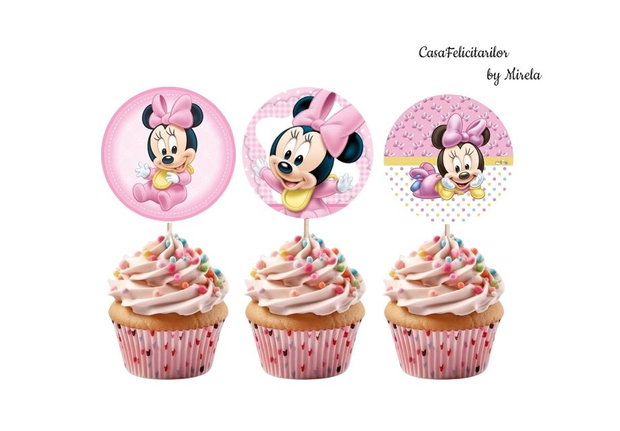 Meniuri botez fetițe Minnie mouse roz