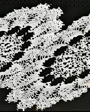 mileu alb crosetat manual multirozete  , 22 cm