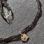 Colier argint X3 spinel negru sidef gri floare gravata charm minimalist boho chic trendy - Transport gratuit