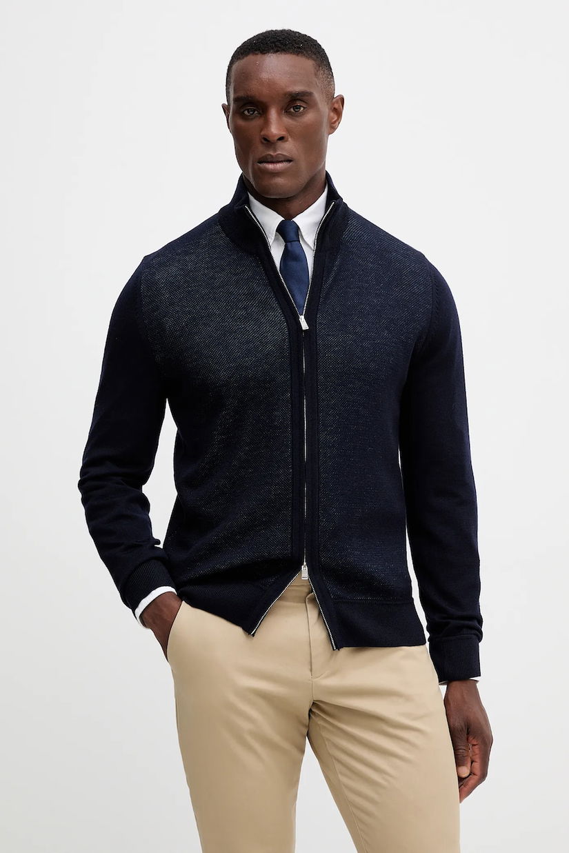 BOSS cardigan din lână culoarea albastru marin, 50543153