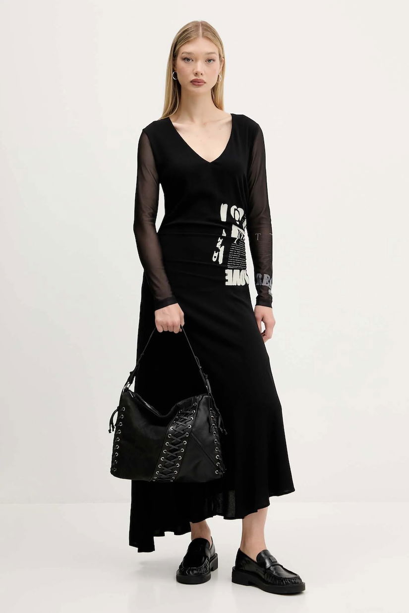 Desigual rochie POSINEW culoarea negru, maxi, evazati, 25WWVW26