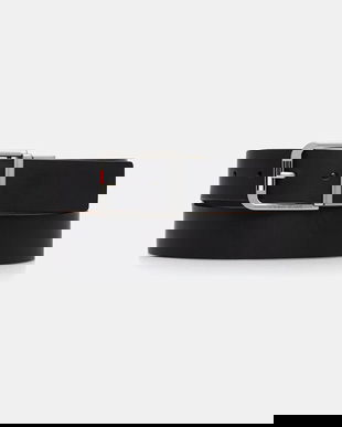 Tommy Jeans curea de piele cu doua fete culoarea negru, AM0AM13820