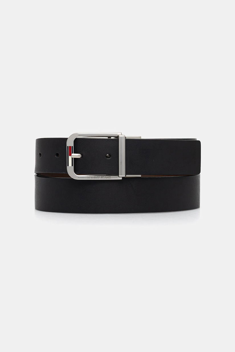 Tommy Jeans curea de piele cu doua fete culoarea negru, AM0AM13820