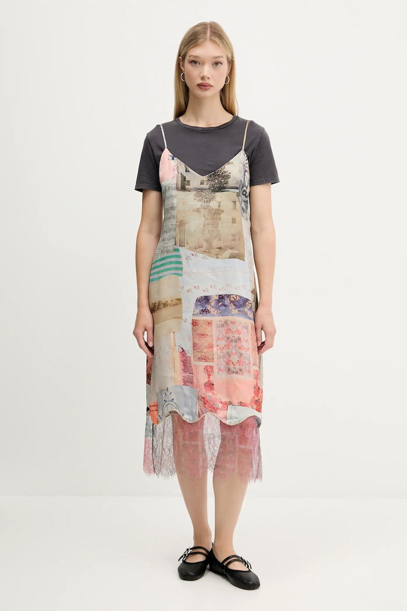 Desigual rochie COLLAGE culoarea gri, 25WWVW17