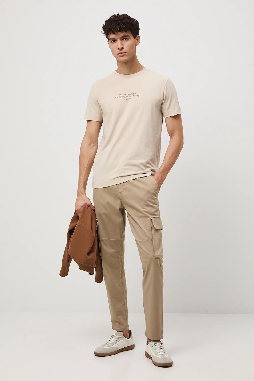 Medicine pantaloni culoarea bej, drept
