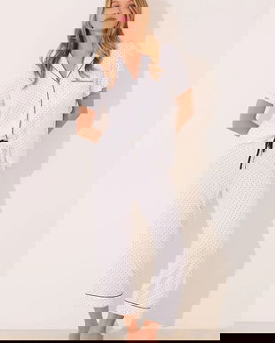 women'secret compleu pijama 2-pack culoarea bej, 4752522