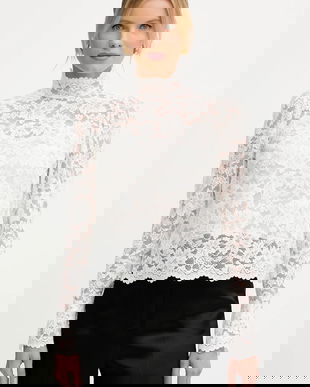 Luisa Spagnoli bluza culoarea alb, neted, 542594