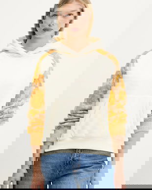 Desigual bluza MANI culoarea bej, cu glugă, modelator, 25WWSK07