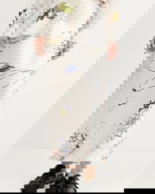 Desigual fusta PAUL culoarea bej, midi, drept, 25WWFW07