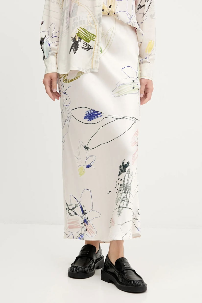 Desigual fusta PAUL culoarea bej, midi, drept, 25WWFW07