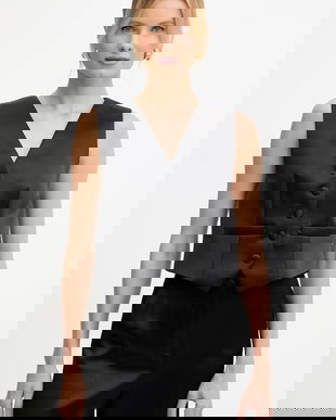 Luisa Spagnoli vesta culoarea negru, un singur rand de nasturi, 542471