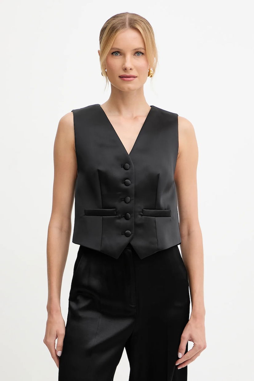 Luisa Spagnoli vesta culoarea negru, un singur rand de nasturi, 542471