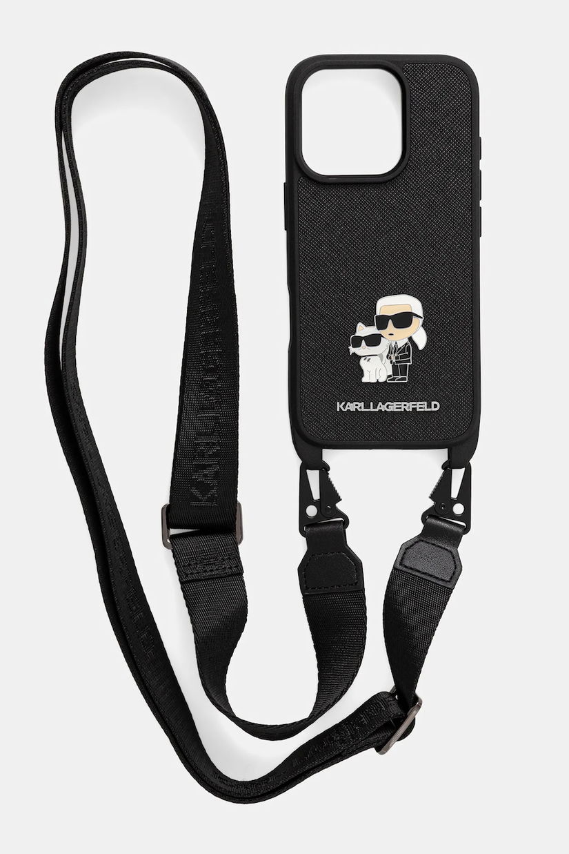 Karl Lagerfeld husă pentru telefon iPhone 16 Pro 6.3" culoarea negru, KLHCP16LSAKCPBK