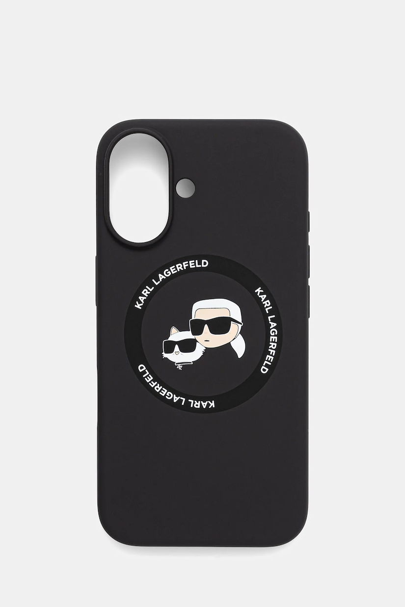 Karl Lagerfeld husă pentru telefon iPhone 16 6.1" culoarea negru, KLHMP16SSKCHTCK