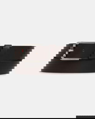 Tommy Jeans curea de piele culoarea maro, AM0AM13686