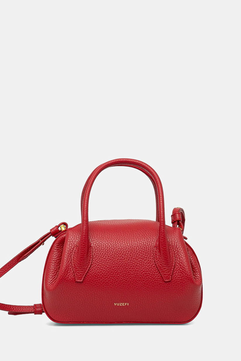 Yuzefi poșetă de piele OYSTER MINI DUFFLE culoarea rosu, YUZPF25-HB-MOYD-L060