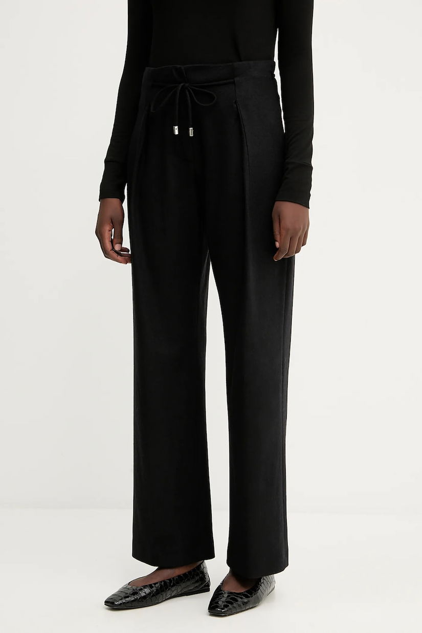 Liviana Conti pantaloni cu cașmir culoarea negru, lat, high waist, F5WN34