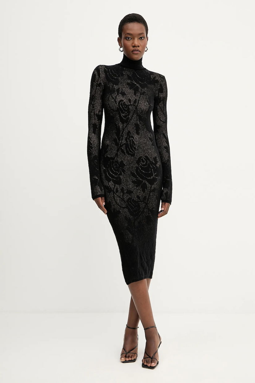 Liviana Conti rochie cu lână culoarea negru, mini, mulata, F5WG48