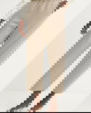 Liviana Conti pantaloni cu cașmir culoarea bej, lat, high waist, F5WL33