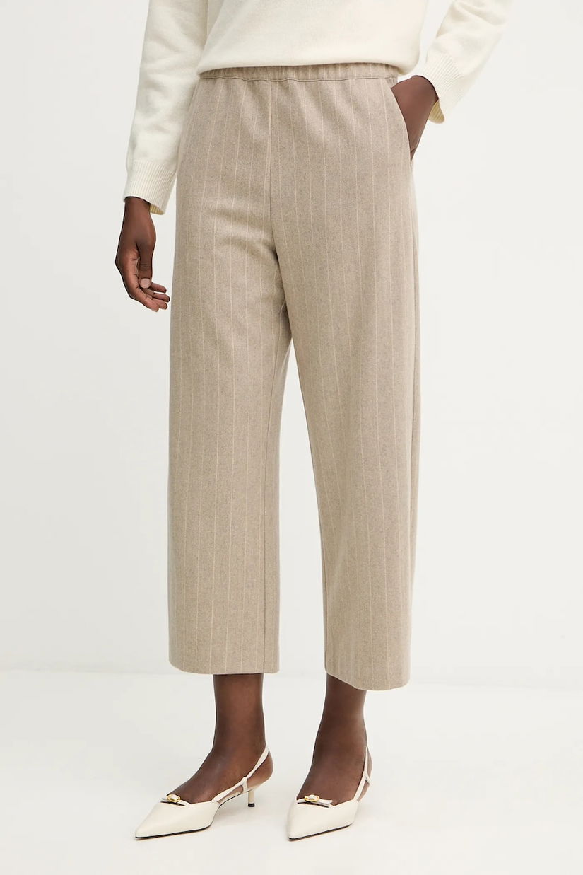 Liviana Conti pantaloni cu cașmir culoarea bej, lat, high waist, F5WL33