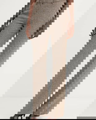 ERMANNO Firenze pantaloni culoarea maro, evazati, high waist, 57TP002ED0