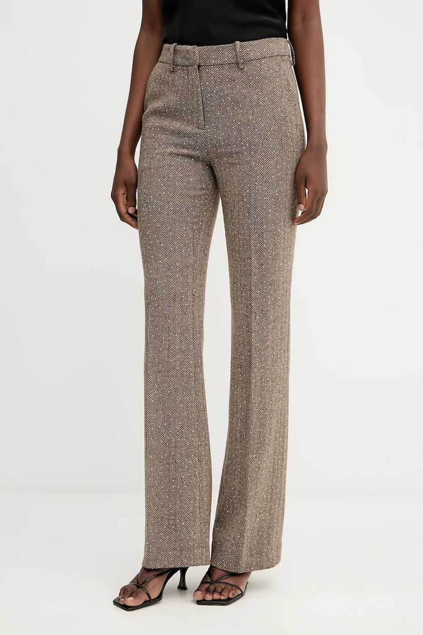Ermanno Scervino pantaloni culoarea maro, evazati, high waist, 57TP002ED0