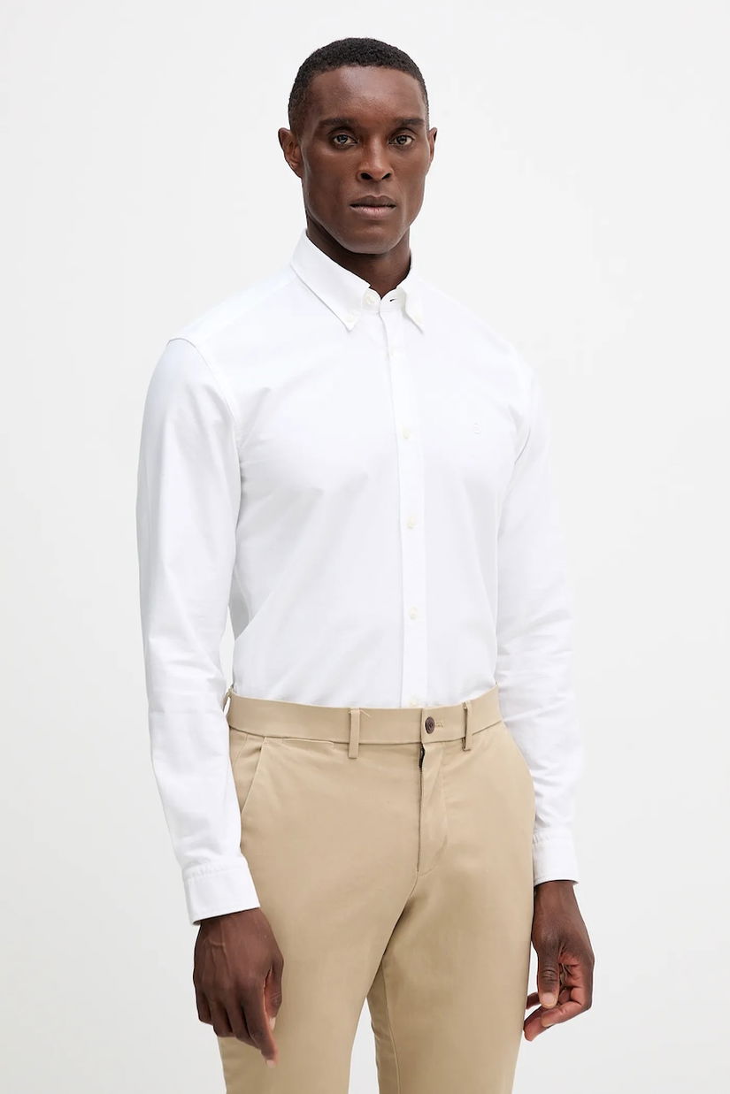 BOSS cămașă din bumbac culoarea alb, slim, 50544951
