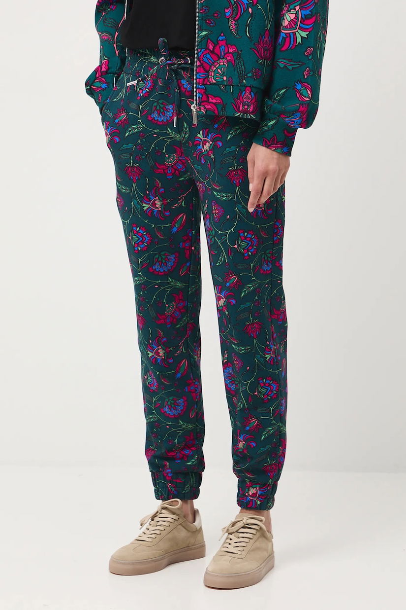 Medicine pantaloni de trening culoarea verde, cu imprimeu