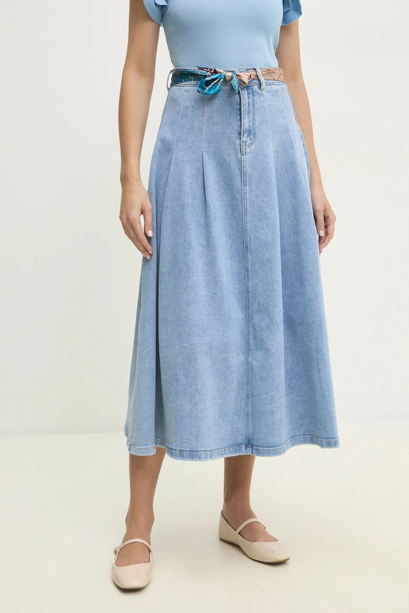 Answear Lab fustă din denim midi, evazati