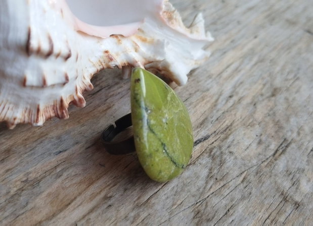 Inel opal verde - inel bronz, reglabil