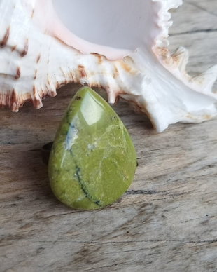 Inel opal verde - inel bronz, reglabil