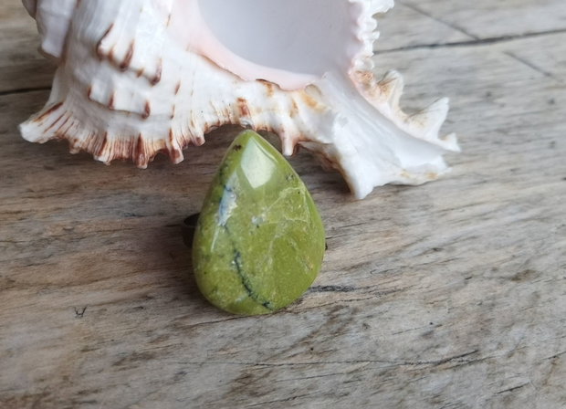 Inel opal verde - inel bronz, reglabil