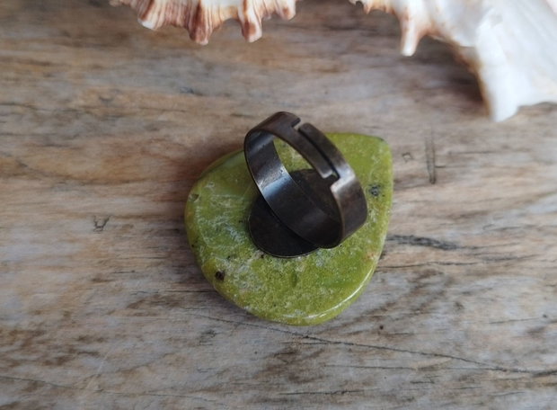 Inel opal verde - inel bronz, reglabil
