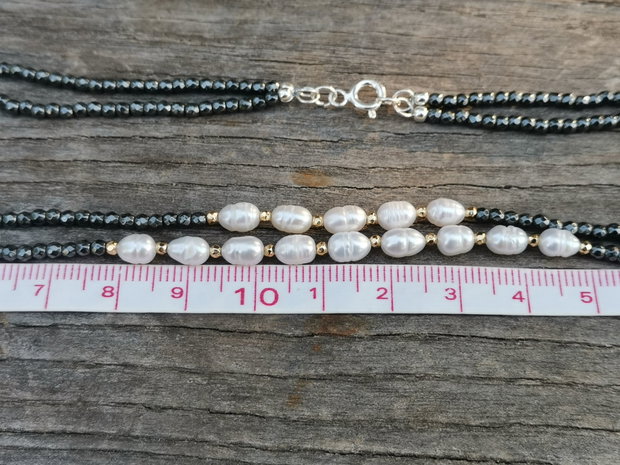 Colier hematit&perle