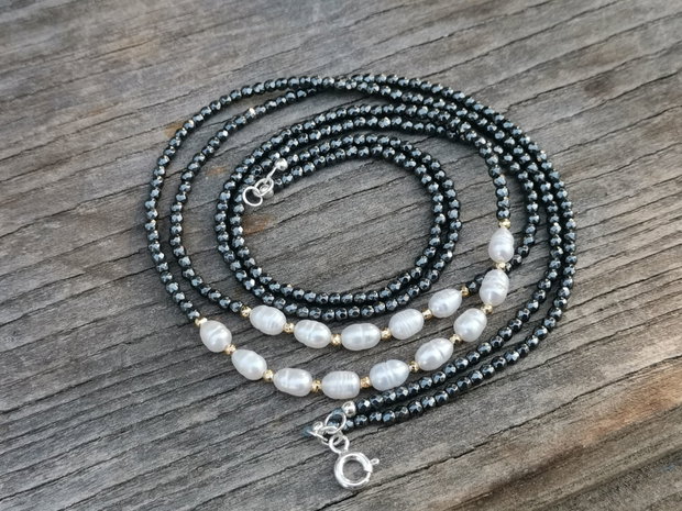 Colier hematit&perle