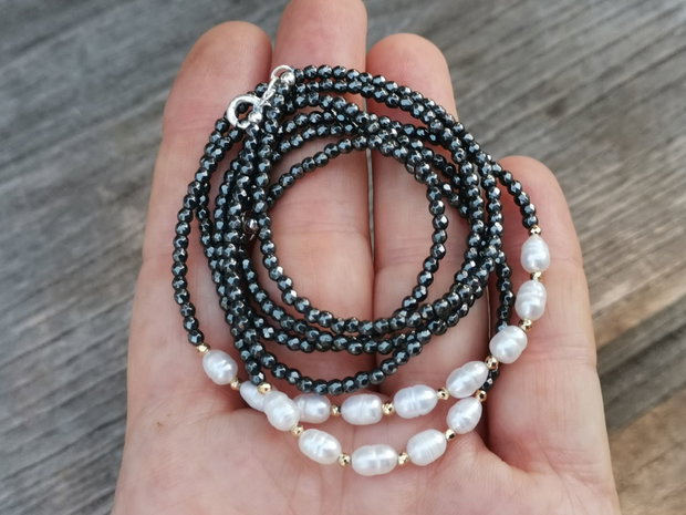 Colier hematit&perle