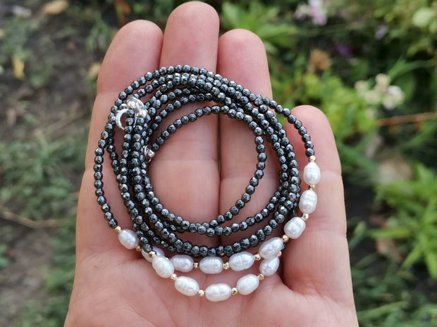 Colier hematit&perle