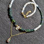 Colier vermeil opal de foc etiopian alb negru piatra lunii brioleta fatetata lant argint placat cu aur contrast minimalist boho chic trendy - Transport gratuit