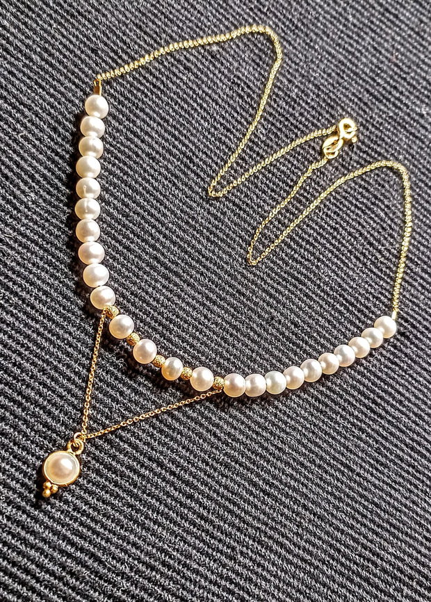 Colier vermeil perle naturale de cultura charm lant argint placat cu aur minimalist boho chic trendy