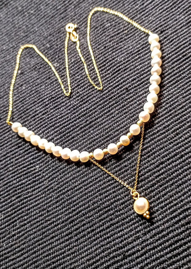 Colier vermeil perle naturale de cultura charm lant argint placat cu aur minimalist boho chic trendy