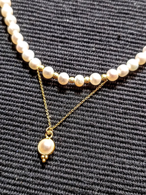 Colier vermeil perle naturale de cultura charm lant argint placat cu aur minimalist boho chic trendy