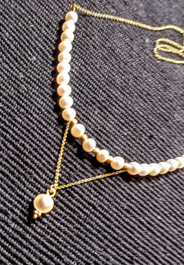 Colier vermeil perle naturale de cultura charm lant argint placat cu aur minimalist boho chic trendy