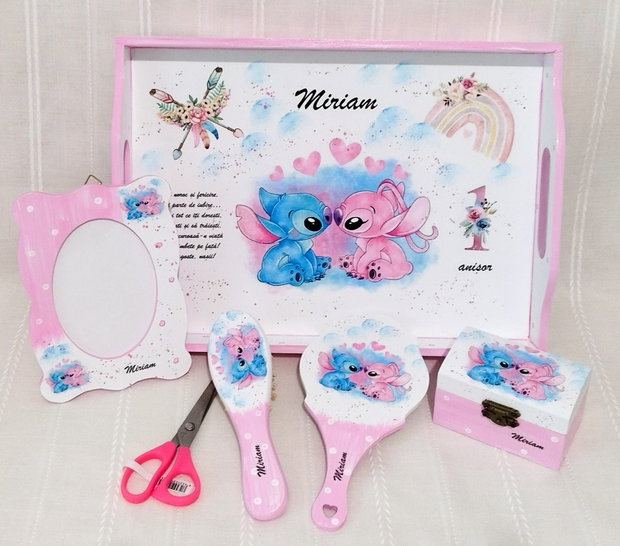 Cutie de trusou botez sau mot cu Stitch și Angel