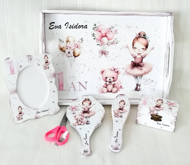 Tavita/set de mot fetita cu balerina si ursulet