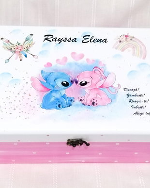 Cutie de trusou botez sau mot cu Stitch și Angel
