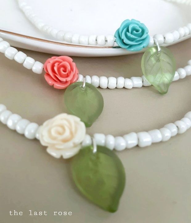 Colier/Choker argint 925 cu trandafir ROZ SOMON