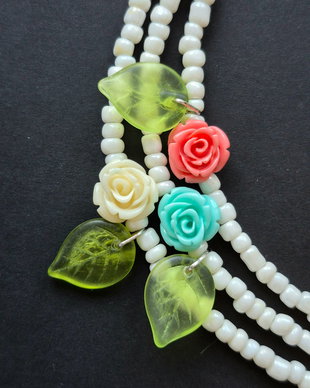 Colier/Choker argint 925 cu trandafir ROZ SOMON