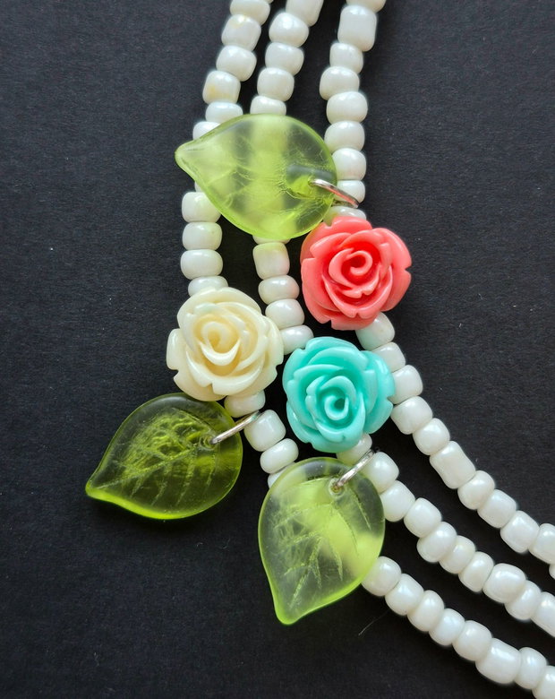 Colier/Choker argint 925 cu trandafir ROZ SOMON