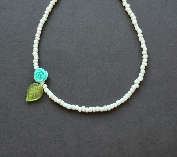 Colier/Choker argint 925 cu trandafir ROZ SOMON